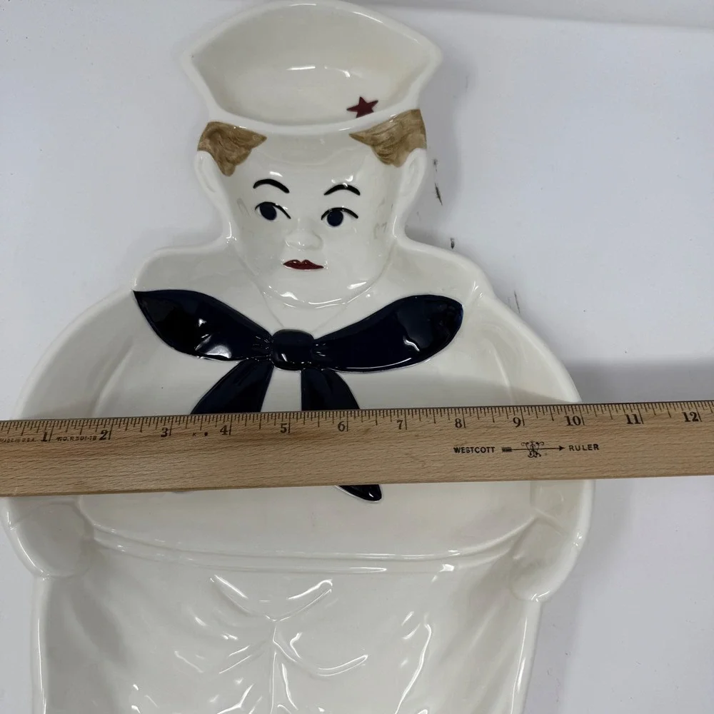 Midwest Cannon‎ Falls Sailor Boy Nautical Navy Ceramic Dish Plate